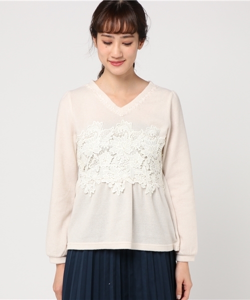 axes femme(アクシーズファム)の「ラメカットレースプルオーバー(Tシャツ/カットソー・レディース・ピンク/グレー/キナリ/サックスブルー・MEDIUM)」の5枚目の写真