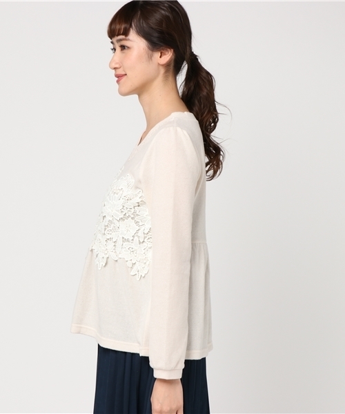 axes femme(アクシーズファム)の「ラメカットレースプルオーバー(Tシャツ/カットソー・レディース・ピンク/グレー/キナリ/サックスブルー・MEDIUM)」の6枚目の写真