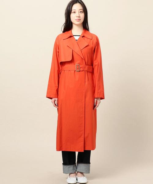 BEAUTY&YOUTH UNITED ARROWS（ビューティーアンドユースユナイテッドアローズ）の「BY タイプライターロングラップコート ◆（その他アウター・レディース・ナチュラル/レッド・MEDIUM/SMALL）」の4枚目の写真