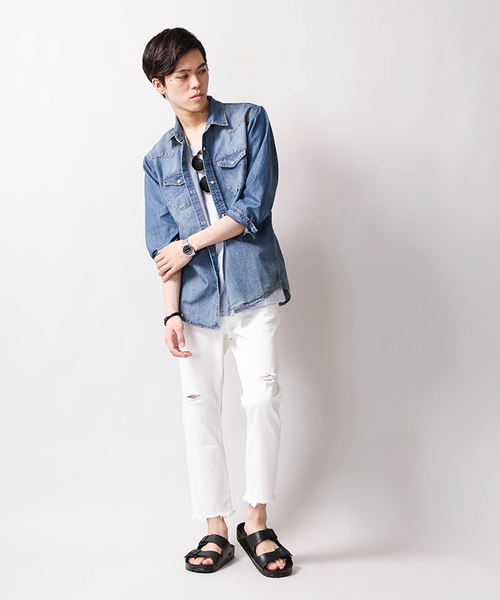 WEGO（ウィゴー）の「WEGO/エアーデニムクラッシュスリムパンツ（デニムパンツ・メンズ・ホワイト/ブラック/インディゴブルー・LARGE/MEDIUM）」の21枚目の写真