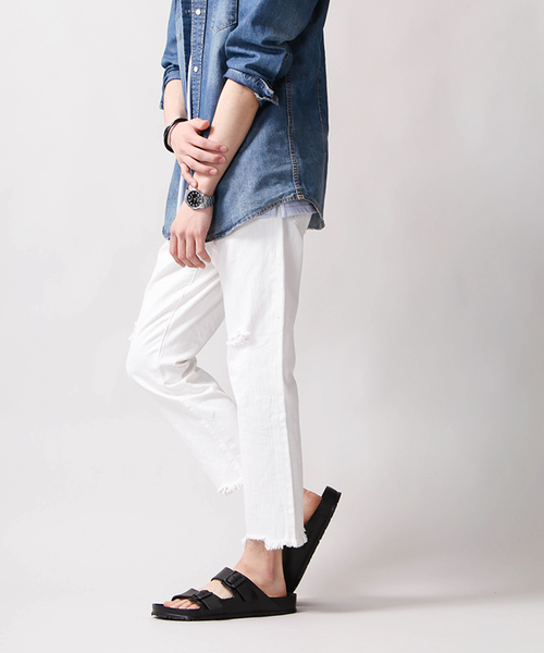 WEGO（ウィゴー）の「WEGO/エアーデニムクラッシュスリムパンツ（デニムパンツ・メンズ・ホワイト/ブラック/インディゴブルー・LARGE/MEDIUM）」の22枚目の写真