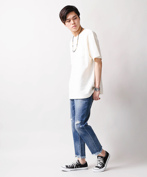 WEGO（ウィゴー）の「WEGO/エアーデニムクラッシュスリムパンツ（デニムパンツ・メンズ・ホワイト/ブラック/インディゴブルー・LARGE/MEDIUM）」の18枚目の写真