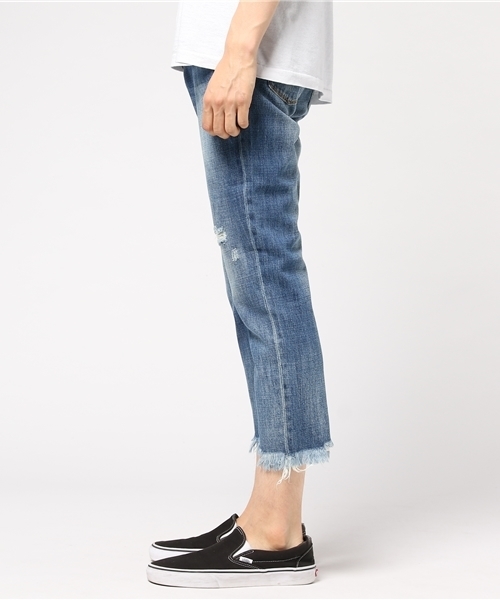 WEGO（ウィゴー）の「WEGO/エアーデニムクラッシュスリムパンツ（デニムパンツ・メンズ・ホワイト/ブラック/インディゴブルー・LARGE/MEDIUM）」の9枚目の写真