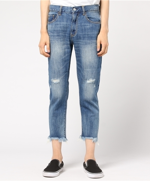 WEGO（ウィゴー）の「WEGO/エアーデニムクラッシュスリムパンツ（デニムパンツ・メンズ・ホワイト/ブラック/インディゴブルー・LARGE/MEDIUM）」の11枚目の写真