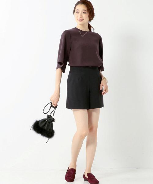 Jewel Changes（ジュエルチェンジズ）の「◇JOC R/N ダブルクロス ハイウエスト / 3分丈（その他パンツ・レディース・オフホワイト/ブラック・34/36/38）」の6枚目の写真