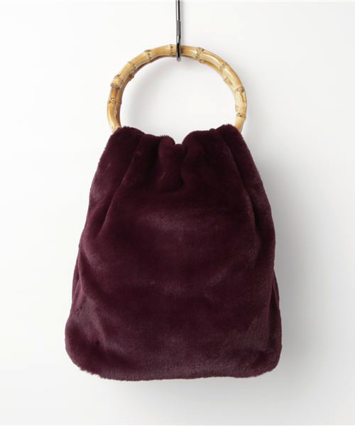 Re:EDIT（リエディ）の「バンブーハンドルエコファーバケツハンドバッグ（トートバッグ・レディース・ブラック/ベージュ/パープル/ブラウン・FREE）」の10枚目の写真