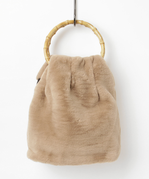 Re:EDIT（リエディ）の「バンブーハンドルエコファーバケツハンドバッグ（トートバッグ・レディース・ブラック/ベージュ/パープル/ブラウン・FREE）」の9枚目の写真