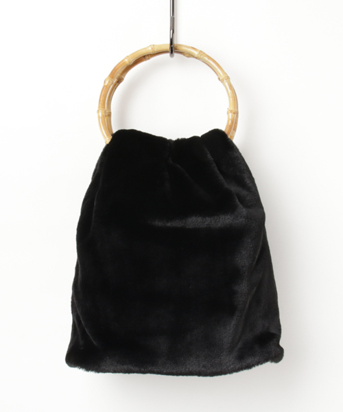 Re:EDIT（リエディ）の「バンブーハンドルエコファーバケツハンドバッグ（トートバッグ・レディース・ブラック/ベージュ/パープル/ブラウン・FREE）」の5枚目の写真