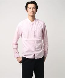 30S高密度ブロード長袖バンドカラーシャツ