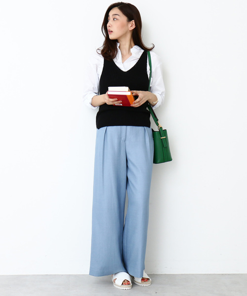 N.（N. Natural Beauty Basic）（エヌエヌナチュラルビューティーベーシック）の「◆あぜ編みタンクトップ（その他トップス・レディース・ブラック/ベージュ・MEDIUM）」の6枚目の写真