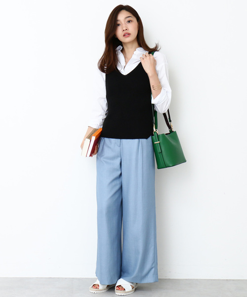 N.（N. Natural Beauty Basic）（エヌエヌナチュラルビューティーベーシック）の「◆あぜ編みタンクトップ（その他トップス・レディース・ブラック/ベージュ・MEDIUM）」の3枚目の写真