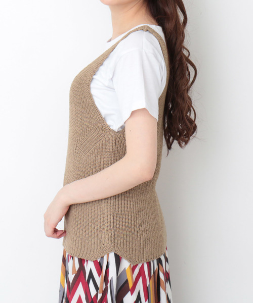 N.（N. Natural Beauty Basic）（エヌエヌナチュラルビューティーベーシック）の「◆あぜ編みタンクトップ（その他トップス・レディース・ブラック/ベージュ・MEDIUM）」の11枚目の写真