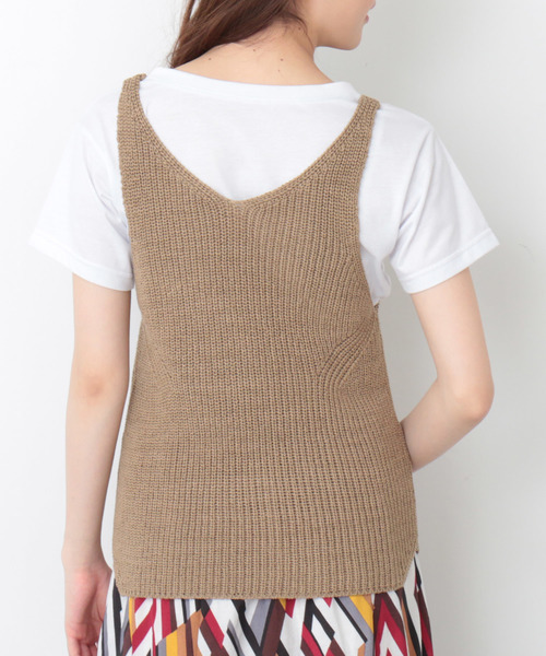 N.（N. Natural Beauty Basic）（エヌエヌナチュラルビューティーベーシック）の「◆あぜ編みタンクトップ（その他トップス・レディース・ブラック/ベージュ・MEDIUM）」の7枚目の写真