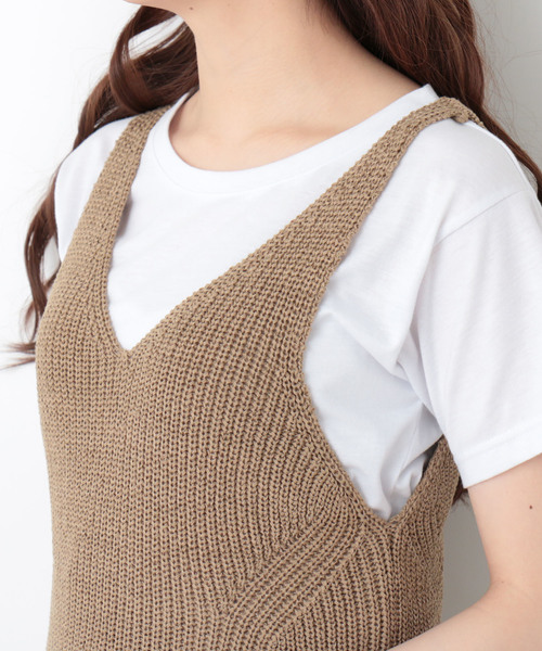 N.（N. Natural Beauty Basic）（エヌエヌナチュラルビューティーベーシック）の「◆あぜ編みタンクトップ（その他トップス・レディース・ブラック/ベージュ・MEDIUM）」の4枚目の写真