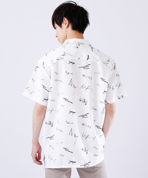 MONO-MART(モノマート)の「総柄プリントオーバーサイズオープンカラーシャツ(1/2 sleeve)(シャツ/ブラウス・メンズ・ブラック/オフホワイト・M/L)」の8枚目の写真