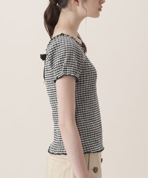 BLUE LABEL CRESTBRIDGE（ブルーレーベルクレストブリッジ）の「【店舗限定】楊柳ギンガム　ジャージープルオーバー（Tシャツ/カットソー・レディース・ブラック/ブルー系その他5・38）」の7枚目の写真