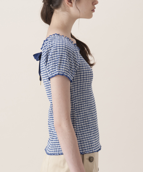 BLUE LABEL CRESTBRIDGE（ブルーレーベルクレストブリッジ）の「【店舗限定】楊柳ギンガム　ジャージープルオーバー（Tシャツ/カットソー・レディース・ブラック/ブルー系その他5・38）」の12枚目の写真