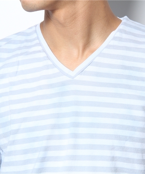 CUSTOM CULTURE(カスタムカルチャー)の「ビン染め ボーダーTEE(Tシャツ/カットソー・メンズ・サックスブルー/チャコールグレー/ブラック/ブルー/ライトピンク・3/2)」の9枚目の写真