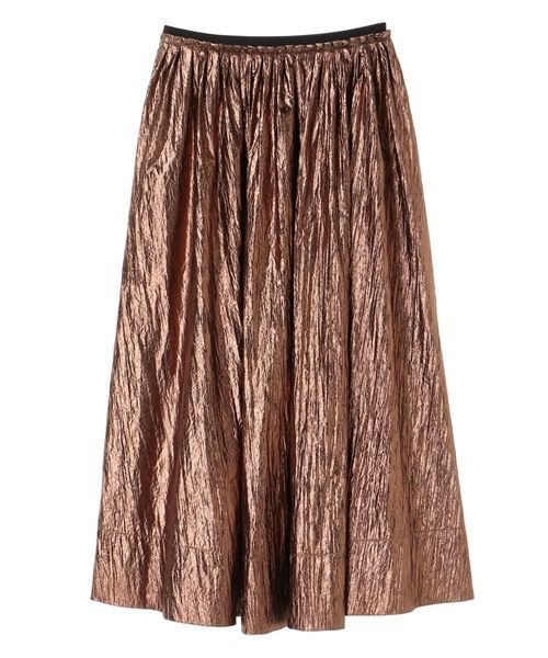 Editt by YECCA VECCA（エディットバイイェッカヴェッカ）の「シャイニーギャザースカート（スカート・レディース・シルバー/ゴールド/ブロンズ・FREE）」の4枚目の写真
