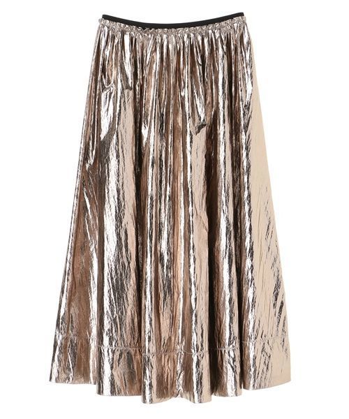 Editt by YECCA VECCA（エディットバイイェッカヴェッカ）の「シャイニーギャザースカート（スカート・レディース・シルバー/ゴールド/ブロンズ・FREE）」の8枚目の写真