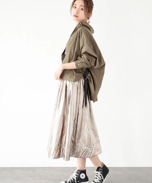 Editt by YECCA VECCA（エディットバイイェッカヴェッカ）の「シャイニーギャザースカート（スカート・レディース・シルバー/ゴールド/ブロンズ・FREE）」の9枚目の写真