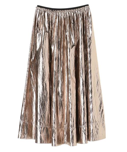 Editt by YECCA VECCA（エディットバイイェッカヴェッカ）の「シャイニーギャザースカート（スカート・レディース・シルバー/ゴールド/ブロンズ・FREE）」の10枚目の写真
