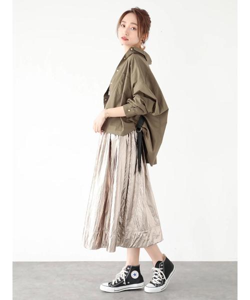 Editt by YECCA VECCA（エディットバイイェッカヴェッカ）の「シャイニーギャザースカート（スカート・レディース・シルバー/ゴールド/ブロンズ・FREE）」の20枚目の写真