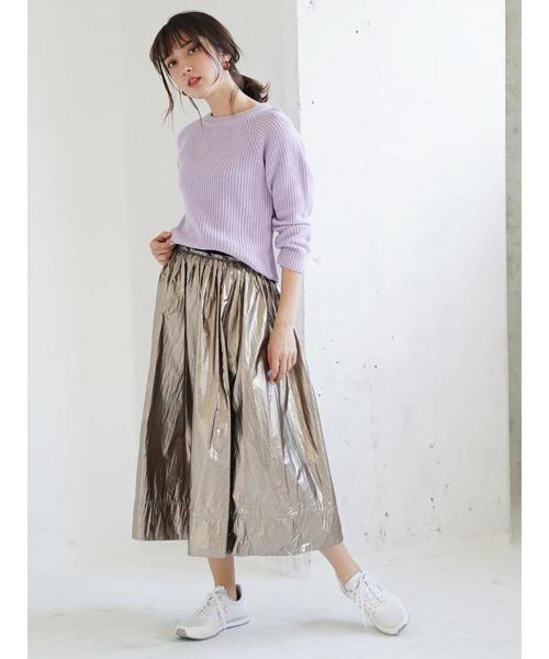 Editt by YECCA VECCA（エディットバイイェッカヴェッカ）の「シャイニーギャザースカート（スカート・レディース・シルバー/ゴールド/ブロンズ・FREE）」の14枚目の写真