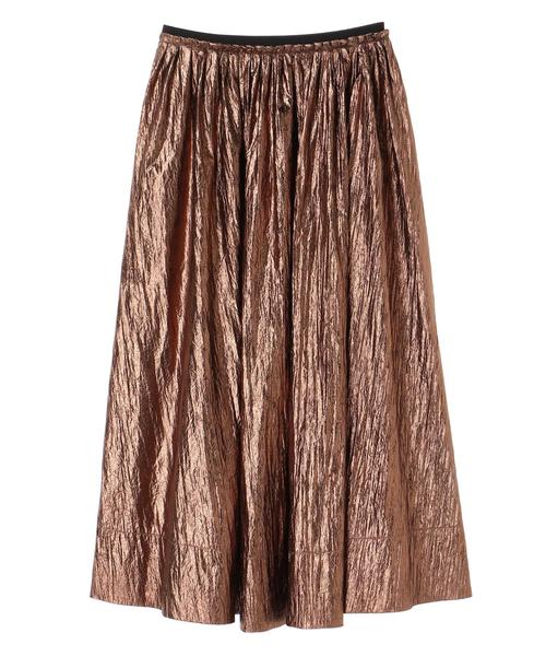 Editt by YECCA VECCA（エディットバイイェッカヴェッカ）の「シャイニーギャザースカート（スカート・レディース・シルバー/ゴールド/ブロンズ・FREE）」の11枚目の写真