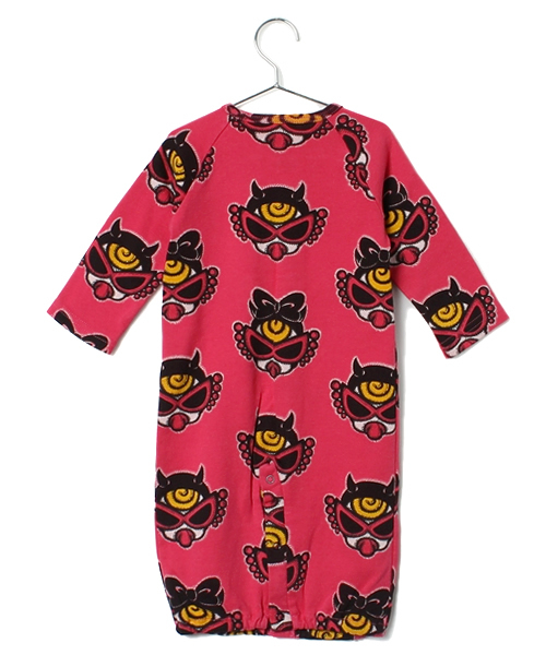 HYSTERIC MINI（ヒステリックミニ）の「BABY DOTTED DEVILKIN 総柄 2WAYオール（ロンパース・キッズ・ホワイト/ブラック/ピンク・FREE）」の12枚目の写真