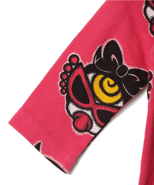 HYSTERIC MINI（ヒステリックミニ）の「BABY DOTTED DEVILKIN 総柄 2WAYオール（ロンパース・キッズ・ホワイト/ブラック/ピンク・FREE）」の10枚目の写真