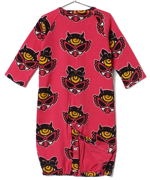 HYSTERIC MINI（ヒステリックミニ）の「BABY DOTTED DEVILKIN 総柄 2WAYオール（ロンパース・キッズ・ホワイト/ブラック/ピンク・FREE）」の5枚目の写真