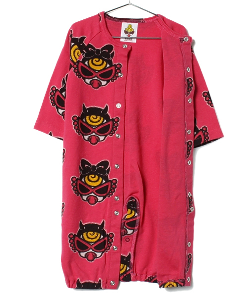 HYSTERIC MINI（ヒステリックミニ）の「BABY DOTTED DEVILKIN 総柄 2WAYオール（ロンパース・キッズ・ホワイト/ブラック/ピンク・FREE）」の7枚目の写真