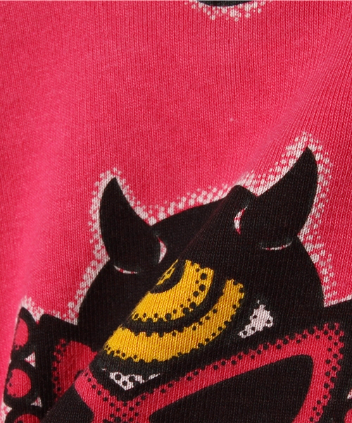 HYSTERIC MINI（ヒステリックミニ）の「BABY DOTTED DEVILKIN 総柄 2WAYオール（ロンパース・キッズ・ホワイト/ブラック/ピンク・FREE）」の9枚目の写真