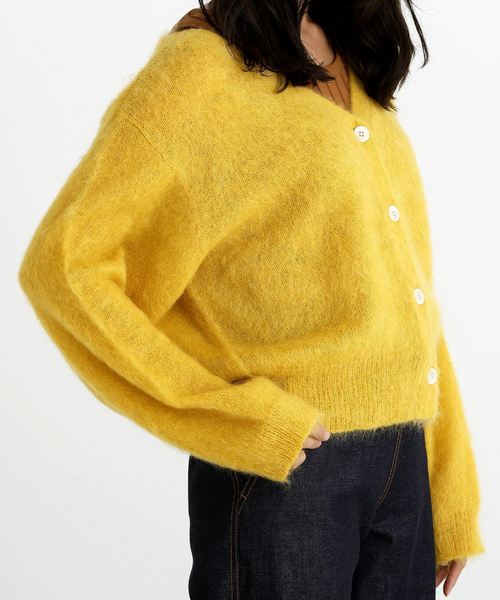 Munich（ミューニック）の「ブラッシュモヘアジャージーＶネックカーディガン（カーディガン/ボレロ・レディース・ブラウン/ピンク/イエロー/ブルー・FREE）」の19枚目の写真