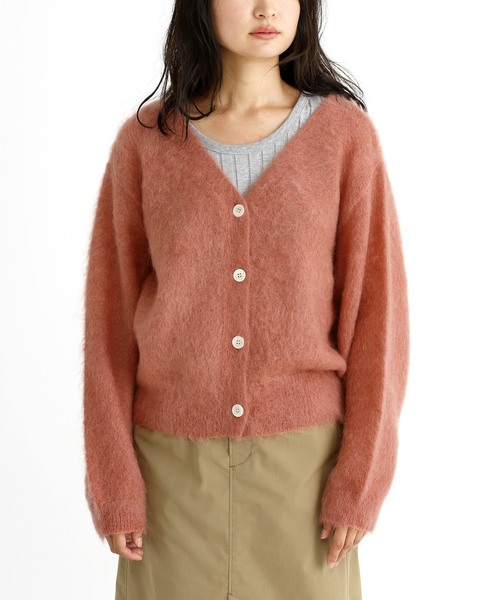 Munich（ミューニック）の「ブラッシュモヘアジャージーＶネックカーディガン（カーディガン/ボレロ・レディース・ブラウン/ピンク/イエロー/ブルー・FREE）」の20枚目の写真