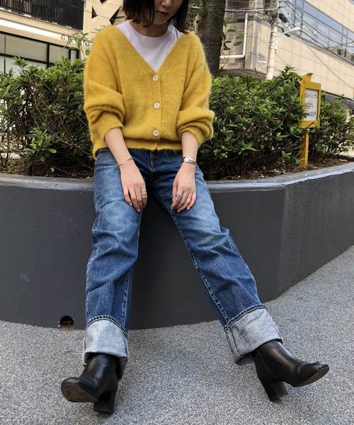 Munich（ミューニック）の「ブラッシュモヘアジャージーＶネックカーディガン（カーディガン/ボレロ・レディース・ブラウン/ピンク/イエロー/ブルー・FREE）」の21枚目の写真