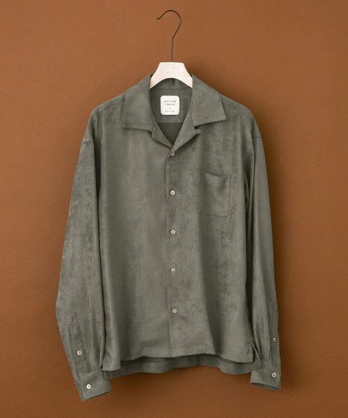 UNITED TOKYO（ユナイテッドトウキョウ）の「ウォッシャブルスウェードオープンカラーシャツ（シャツ/ブラウス・メンズ・ブラウン/ネイビー/ブラック/カーキ/ブルー・1/2/3）」の4枚目の写真
