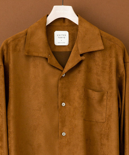 UNITED TOKYO（ユナイテッドトウキョウ）の「ウォッシャブルスウェードオープンカラーシャツ（シャツ/ブラウス・メンズ・ブラウン/ネイビー/ブラック/カーキ/ブルー・1/2/3）」の6枚目の写真
