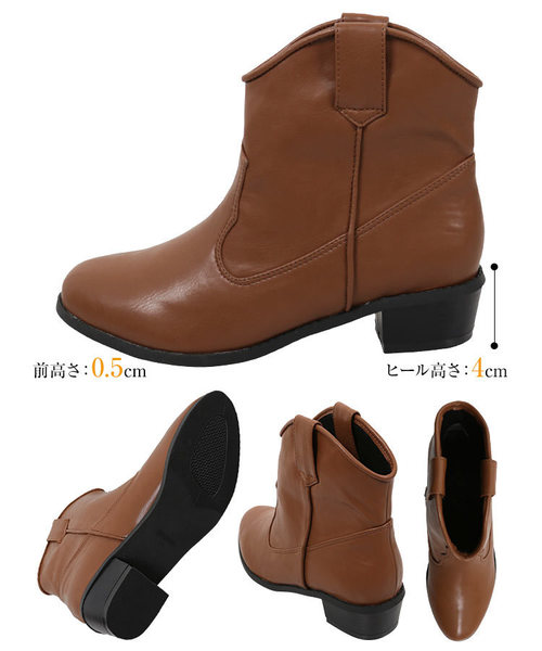KOBE LETTUCE（コウベレタス）の「ショート丈ウエスタンブーツ＊レディース/シューズ/ローヒール[I1695]神戸レタス（ブーツ・レディース・ブラック/アイボリー/キャメル・LL/S/M/L）」の11枚目の写真
