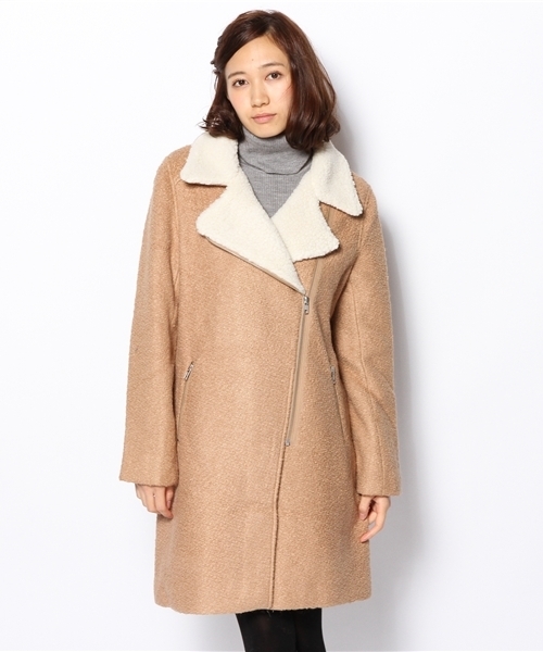 ROSE BUD(ローズバッド)の「S-LC-13206 BOA/C RIDERS COAT(その他アウター・レディース・キャメル/チャコールグレー・ONE SIZE)」の1枚目の写真