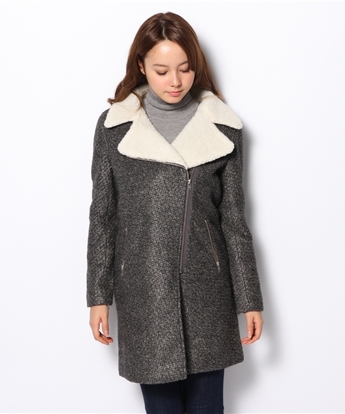 ROSE BUD(ローズバッド)の「S-LC-13206 BOA/C RIDERS COAT(その他アウター・レディース・キャメル/チャコールグレー・ONE SIZE)」の3枚目の写真