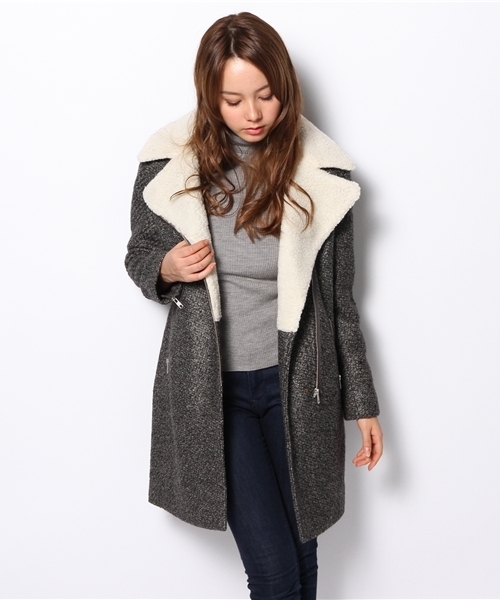 ROSE BUD(ローズバッド)の「S-LC-13206 BOA/C RIDERS COAT(その他アウター・レディース・キャメル/チャコールグレー・ONE SIZE)」の6枚目の写真