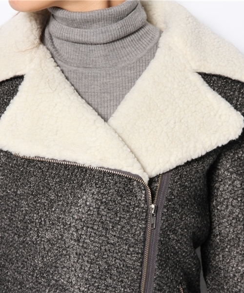 ROSE BUD(ローズバッド)の「S-LC-13206 BOA/C RIDERS COAT(その他アウター・レディース・キャメル/チャコールグレー・ONE SIZE)」の7枚目の写真
