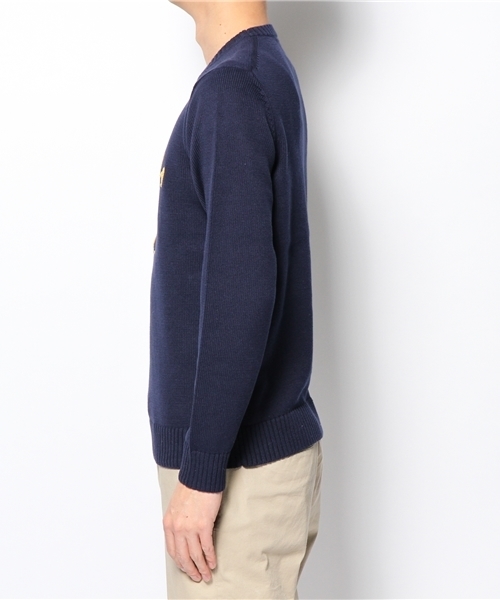 BEAMS（ビームス）の「○BEAMS / エンブロイダリー刺繍 クルーネックニット（ニット/セーター・メンズ・ライトグレー/グリーン/ネイビー・X-LARGE/SMALL/LARGE/MEDIUM）」の4枚目の写真