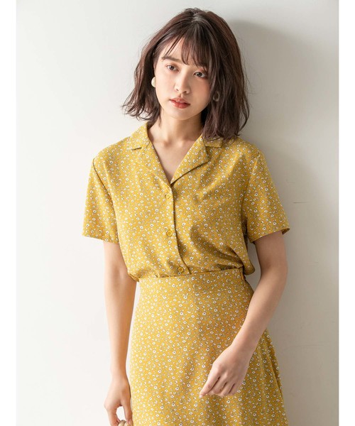 fifth（フィフス）の「レトロフラワー開襟シャツ（シャツ/ブラウス・レディース・ネイビー/レッド/イエロー・MEDIUM）」の2枚目の写真