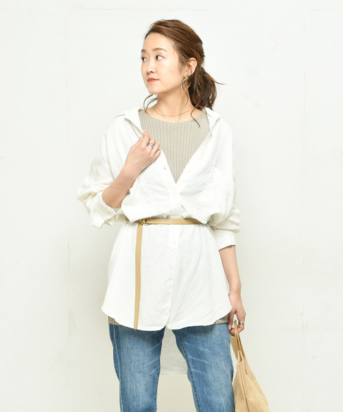 DouDou（ドゥドゥ）の「NEW麻レーヨンビッグシャツ（シャツ/ブラウス・レディース・ホワイト/ブラック/ベージュ/ミント/ブラウン・FREE）」の21枚目の写真