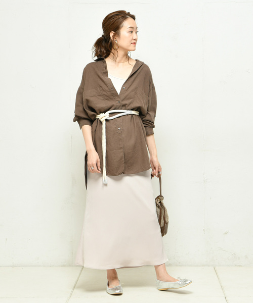 DouDou（ドゥドゥ）の「NEW麻レーヨンビッグシャツ（シャツ/ブラウス・レディース・ホワイト/ブラック/ベージュ/ミント/ブラウン・FREE）」の17枚目の写真