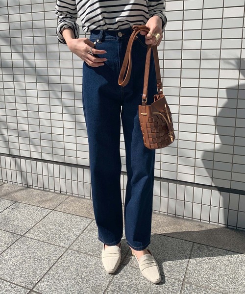 KOBE LETTUCE（コウベレタス）の「ハイウエストストレートデニムパンツ（デニムパンツ・レディース・ライトブルー/ブルー/インディゴブルー/オフホワイト/サックスブルー/ベージュ/ネイビー/ピンク/ワンウォッシュ・M/S）」の7枚目の写真