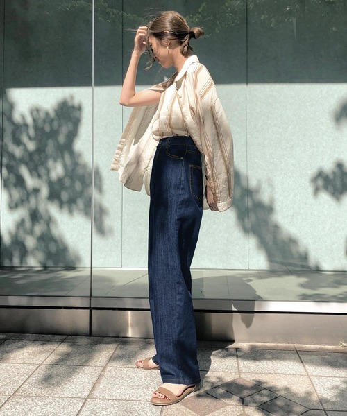 KOBE LETTUCE（コウベレタス）の「ハイウエストストレートデニムパンツ（デニムパンツ・レディース・ライトブルー/ブルー/インディゴブルー/オフホワイト/サックスブルー/ベージュ/ネイビー/ピンク/ワンウォッシュ・M/S）」の22枚目の写真